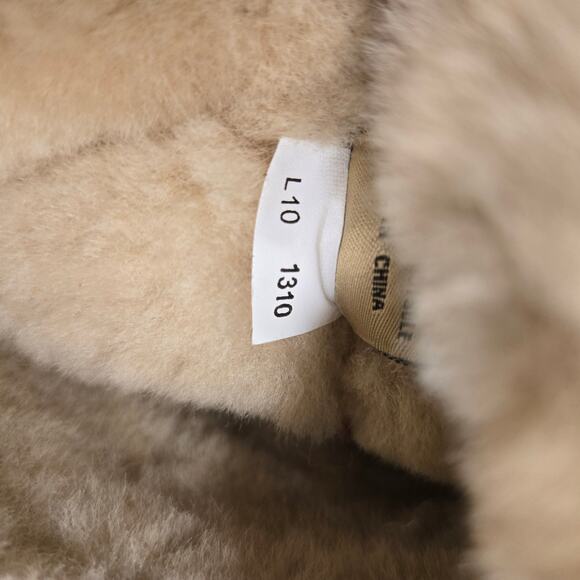 RJ's Fuzzies Suede Shearling Golden Tan Foldover-Top Fringed Cozy Boots, Size 10 - Picture 10 of 13